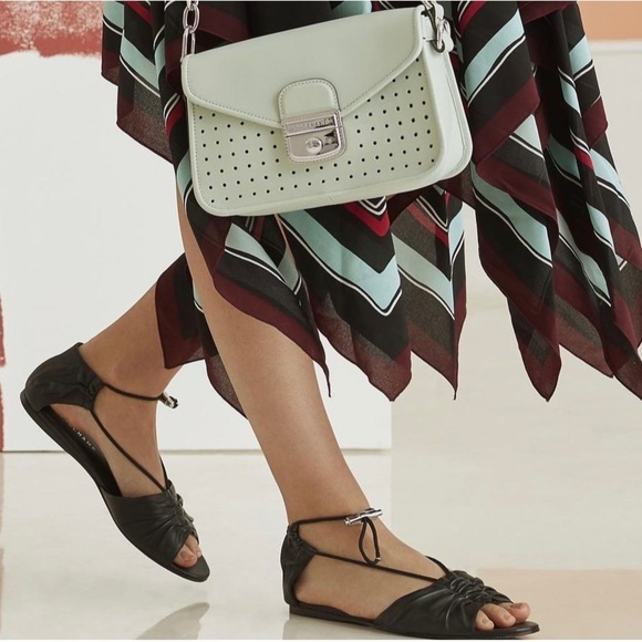 Longchamp Shoes - 🆕 Longchamp Drawcord Leather and Suede Sandal in Black. Size 41